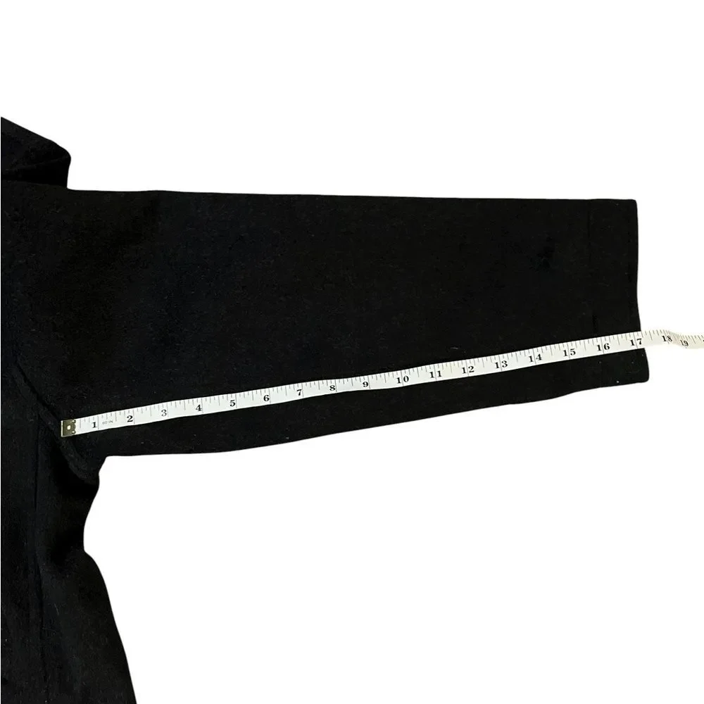 J Crew Wool Blend Double Breasted Black Peacoat Classic Preppy Womens Large - Picture 5 of 6